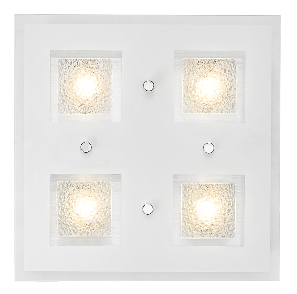image 1 of Modern Chrome Square LED Bathroom Light with Clear-Frosted Glass Plate | Silver