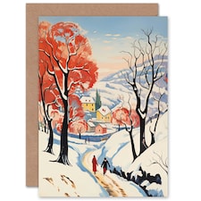 Winter Village Snow Sunshine Birthday Him Her Card