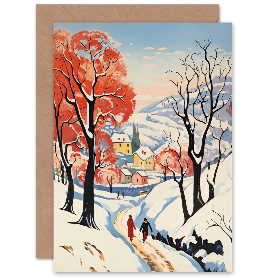 image 1 of Winter Village Snow Sunshine Birthday Him Her Card