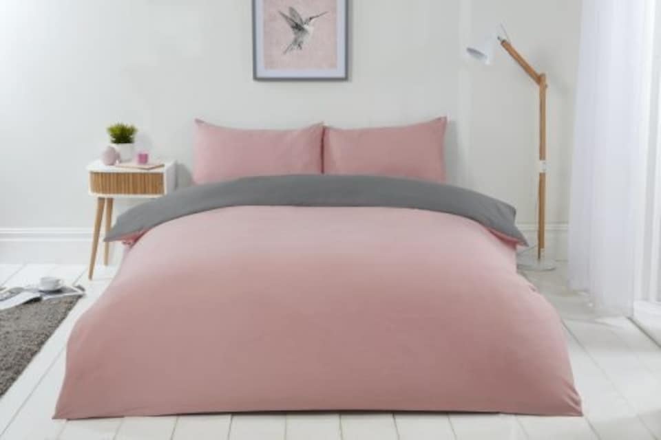 image 1 of Brights Reversible Duvet Single Bed BlushGrey