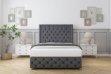 Sloomy Vienna Armour Coniston Divan Bed With Mattress 2 Drawers Footend With 26" Strutted Headboard & 12" Matching Footboard 4' Small Double | Grey | Armour | Small Double | 1