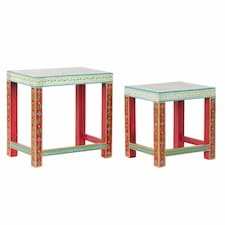 Side table DKD Home Decor 8424001853243 Natural Multicolour Acrylic Mango wood 45 x 30 x 45 cm N/A
