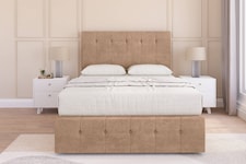 Sloomy Cambridge Sand Naples Divan Bed Base 4 Drawers With 26 Inch Strutted Headboard & 12 Inch Matching Footboard | Cream | Sand | King | 1