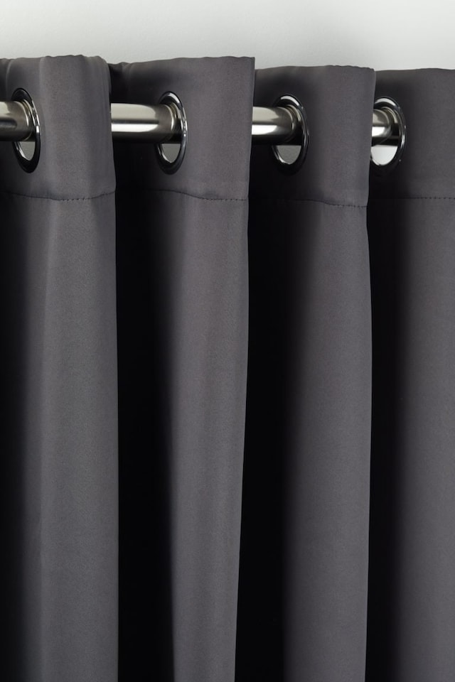 image 1 of Woven Thermal Blackout Eyelet Curtains Charcoal 116cm x 137cm | Grey | Grey