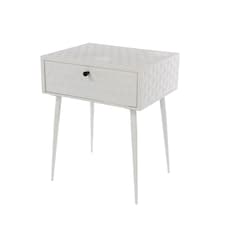 Options Saturn 1 Drawer Metal Bedside Cabinet - Painted Finish with Metal Handle and Mid-Century Tapered Legs