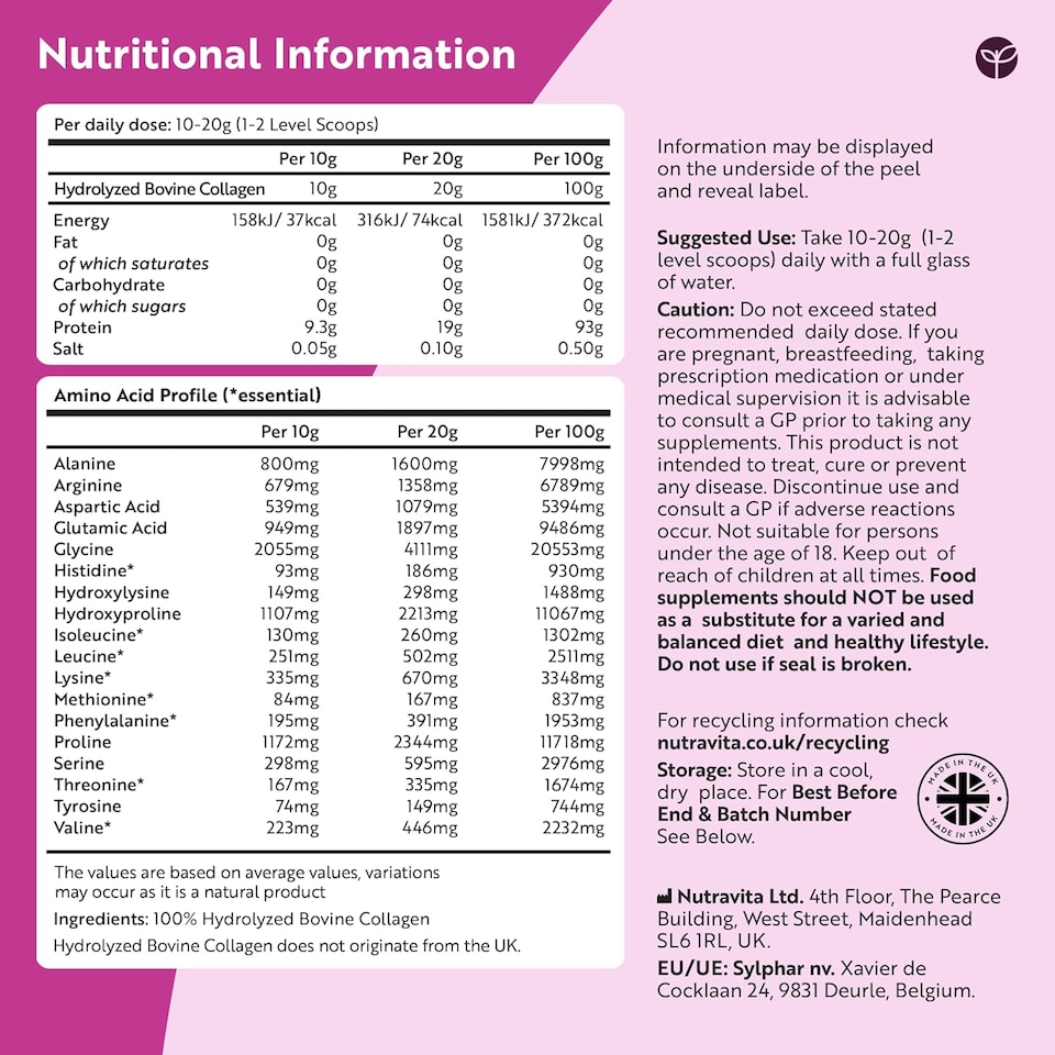 image 1 of Premium Pure Collagen Hydrolysate Powder  500g - Premium Gold Standard Bovine with 8 Essential Amino Acids - 50 Unflavoured Servings