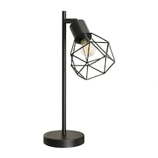 ValueLights Angus Matte Black Geometric Shade Table Lamp & Bulb | Black