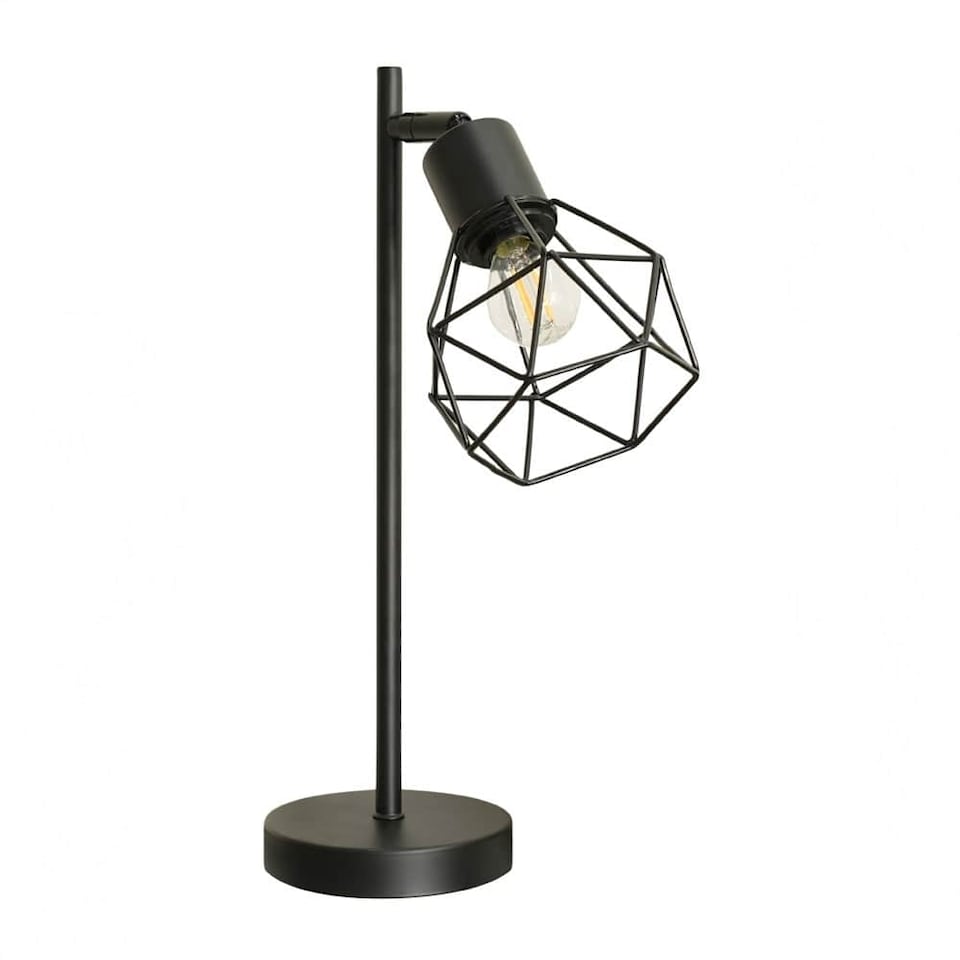 image 1 of ValueLights Angus Matte Black Geometric Shade Table Lamp & Bulb | Black