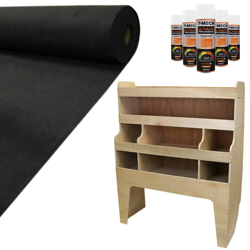 image 1 of 11sqm Black Van Lining & VW Transporter Racking Unit Black