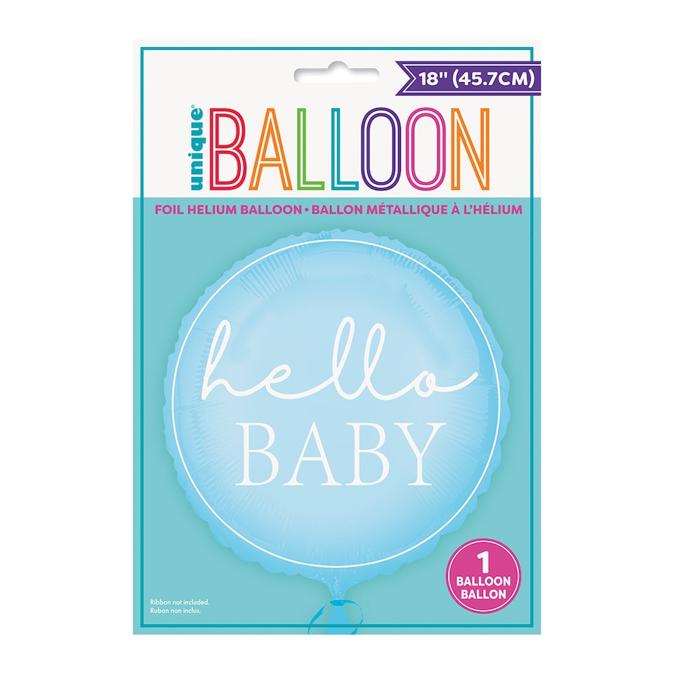 image 1 of Hello Baby Blue Round Foil Balloon 46cm 18 in