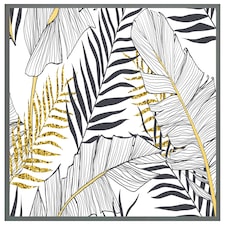 Gold & black leaves (Picture Frame) Grey | S