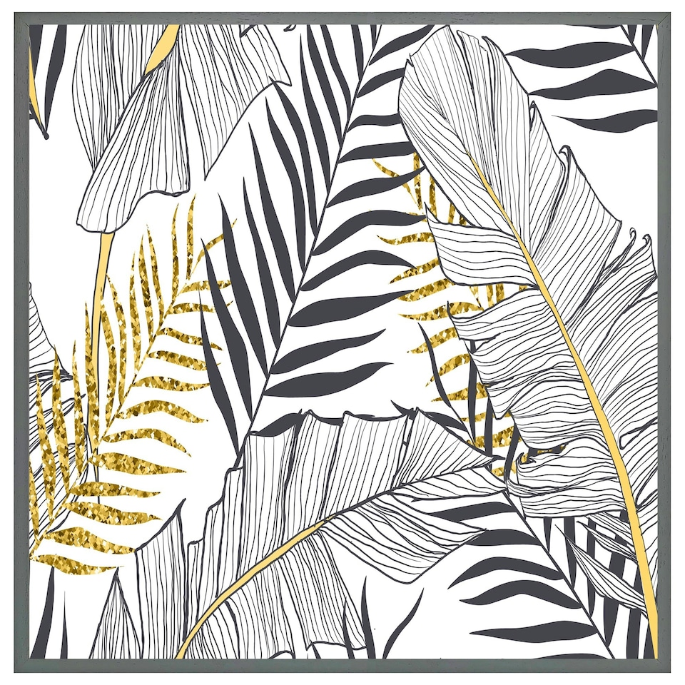 image 1 of Gold & black leaves (Picture Frame) Grey | S
