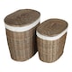image 2 of Set of 2 Antique Wash White Cotton Lined Oval Willow Laundry Basket