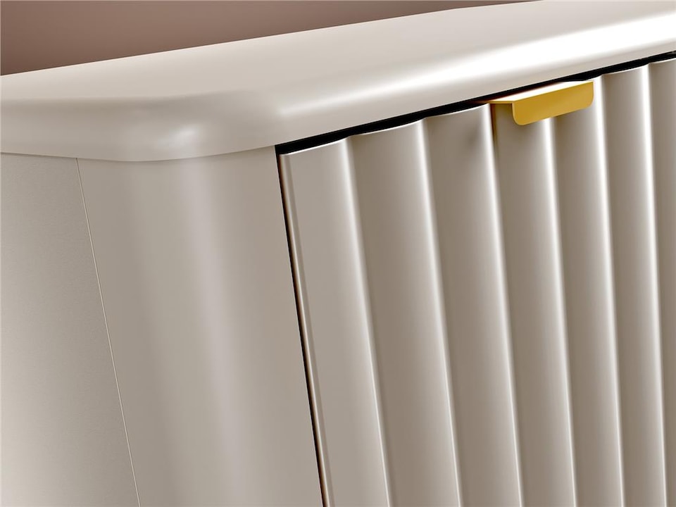 image 1 of Under Sink Bathroom Cabinet Beige Vanity Unit 600mm Worktop Fluted Ribbed Oren