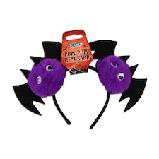 Halloween Fancy Dress Headband | Black Cat or Bat Pompom Headband with Googly Eyes | Halloween Costume Accessory for Parties, Trick or Treat & Fancy Dress Events