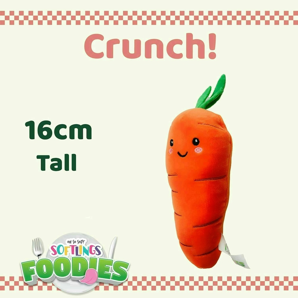 image 1 of Carrot Soft Toy Food Themed Cute Plush Cuddly Yummy Soft Fluffy 16cm Orange