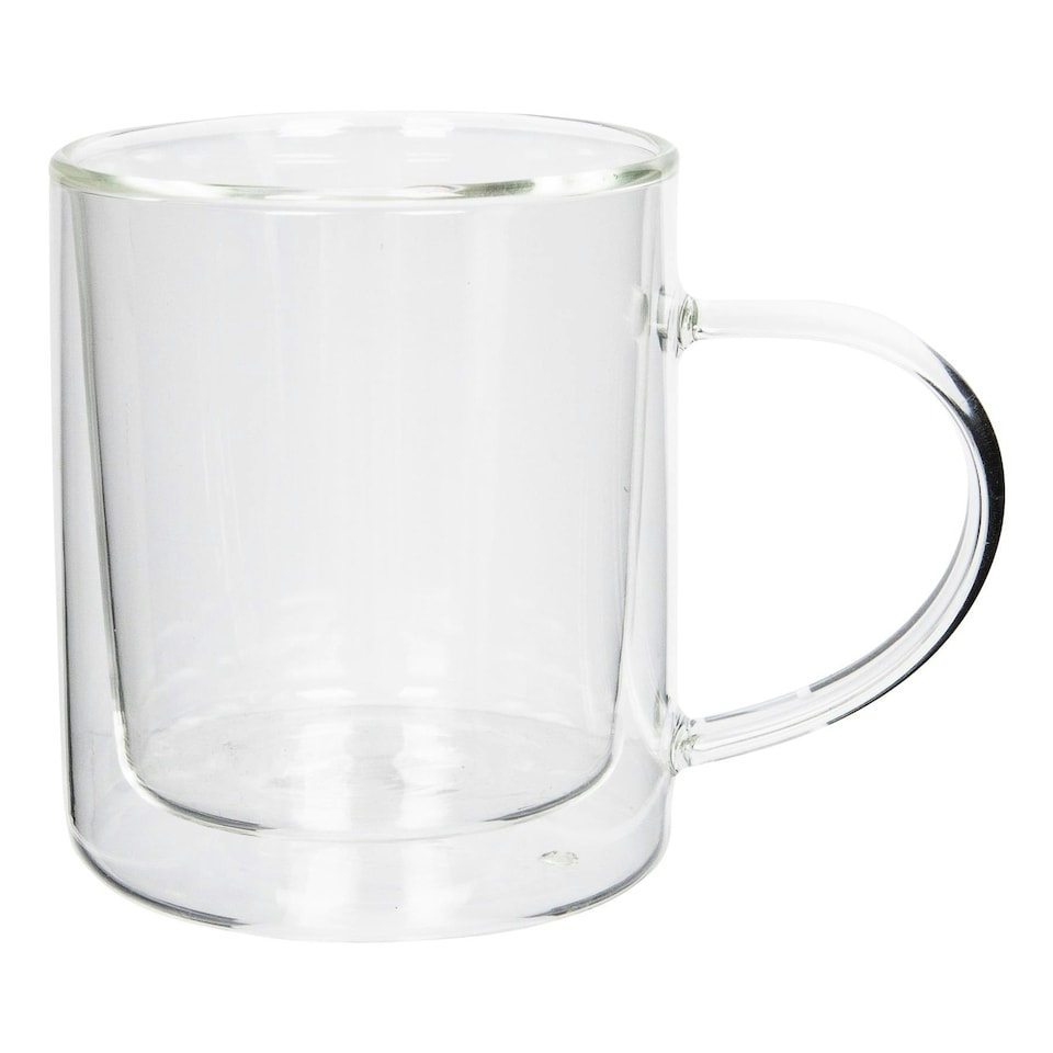 image 1 of Rink Drink Double-Walled Glass Mugs Set - 360ml - Pack of 2 Clear