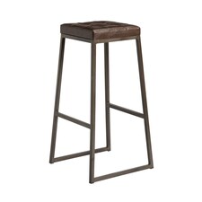 Style High Stool Lacquered metal frame - Vintage Brown Seat Pad. Clear