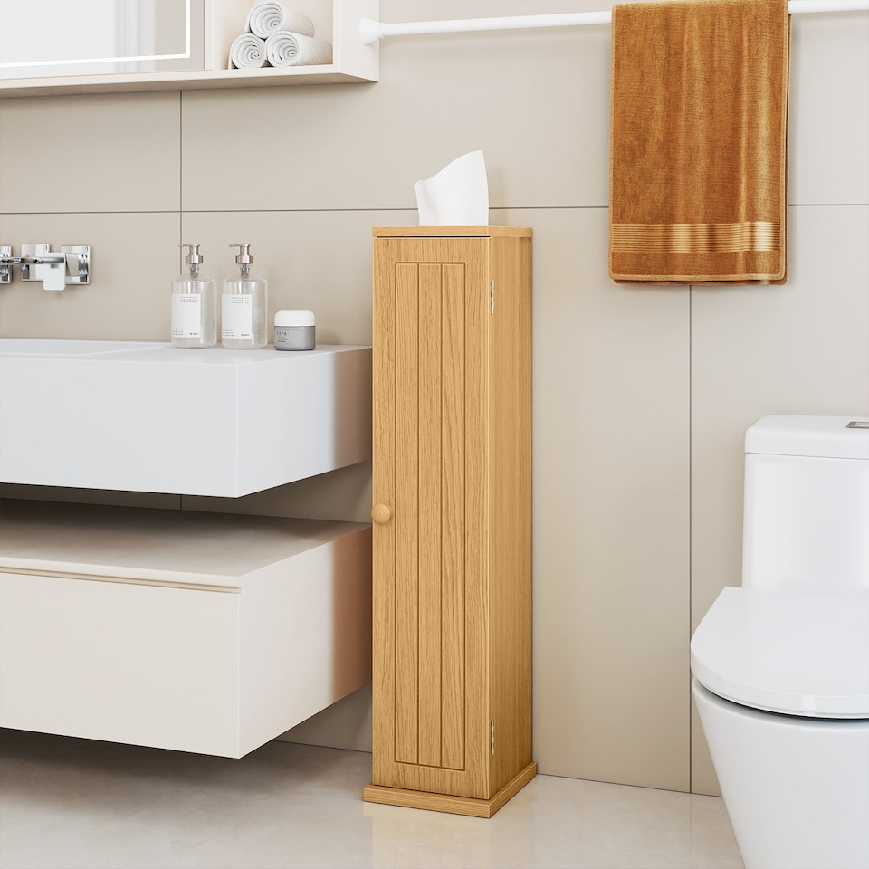 image 1 of COSTWAY Compact Toilet Tissue Storage Tower Toilet Natural