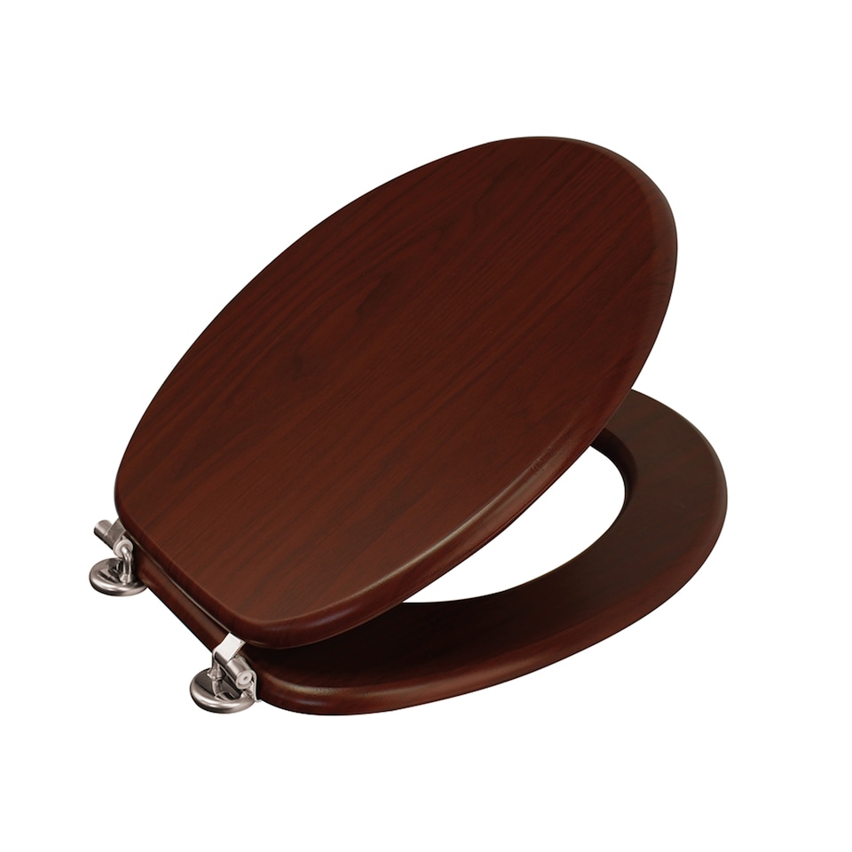 image 1 of Showerdrape Oxford Mahogany Wooden Toilet Seat | Brown | 1
