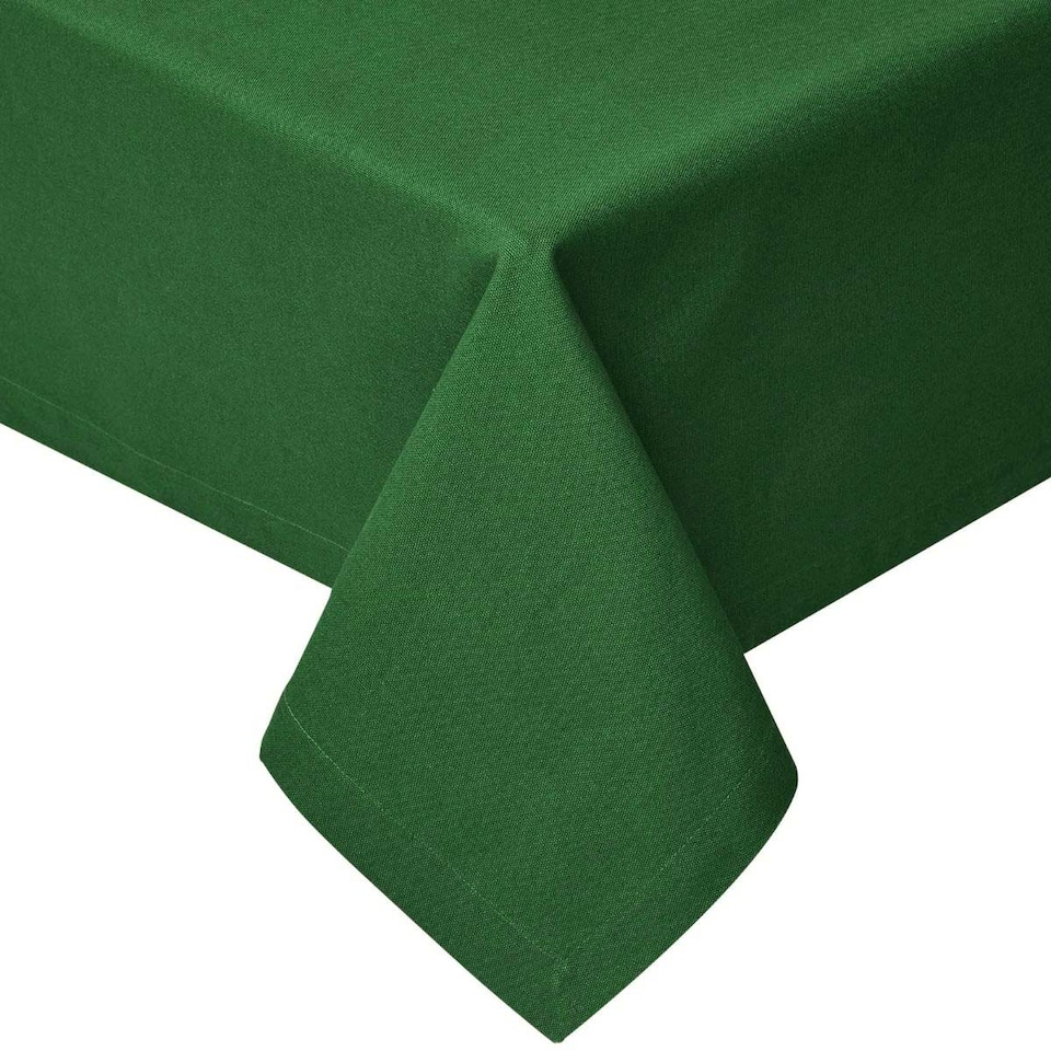 image 1 of Homescapes Plain Cotton Dark Green Tablecloth - 137 x 137 cm | Green | 137cm x 137cm (54" x 54")