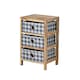 image 2 of Wooden Chest Of Storage Drawers Plaid Fabric Bedroom Organiser Coastal Style Brown | 4 Drawers