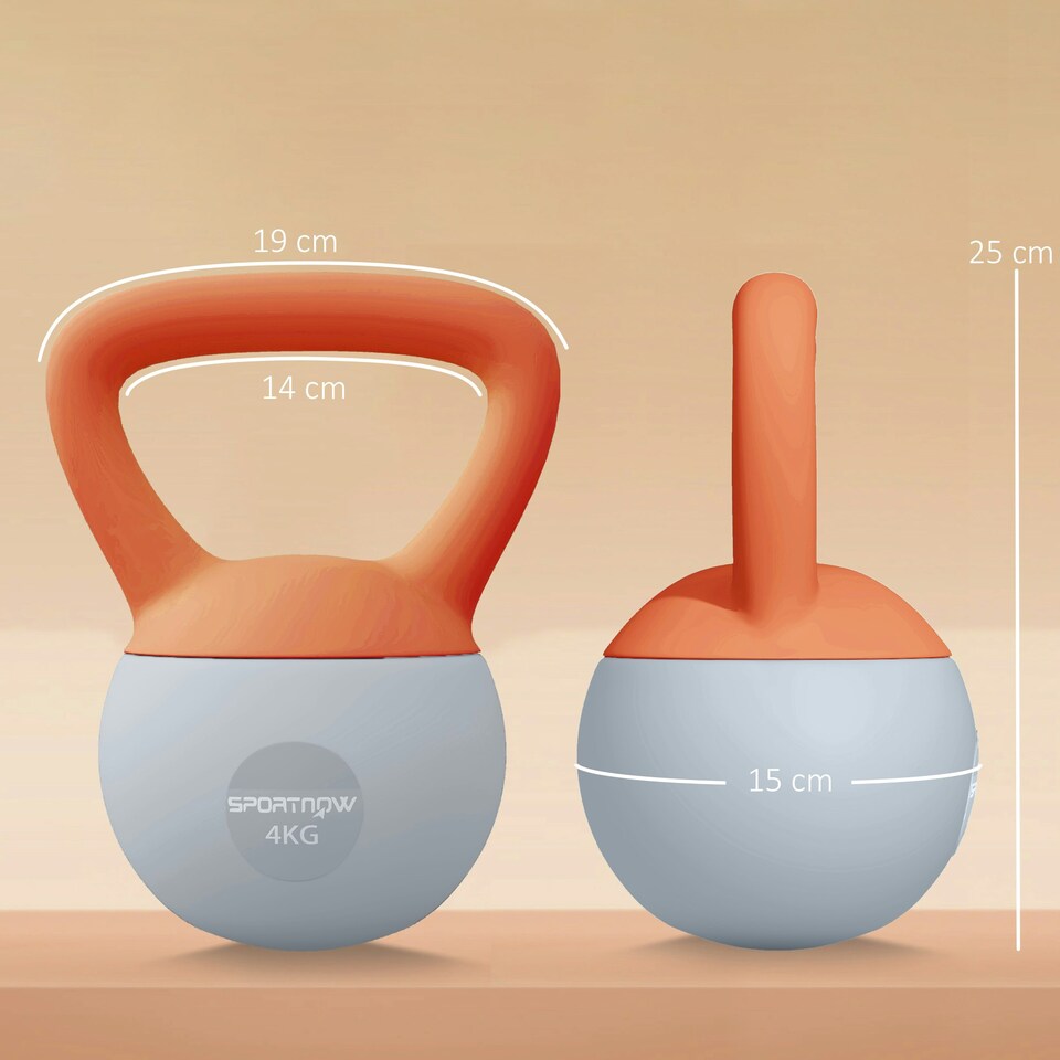 image 1 of SPORTNOW Kettlebell with Soft Body and Non-Slip Handle Orange | 4