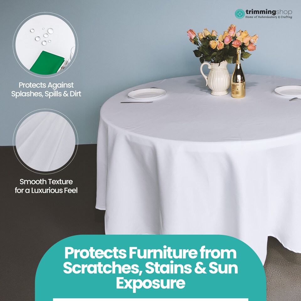 image 1 of Round Polyester Tablecloth, Premium Linen Table Cover - 108 Inch