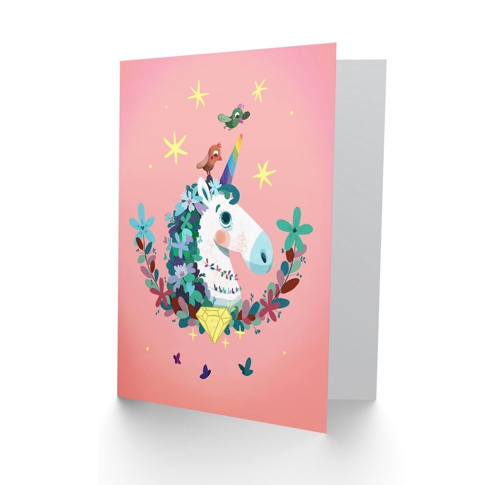 image 1 of Unicorn Diamond Birds Kids Birthday Child Kids Card