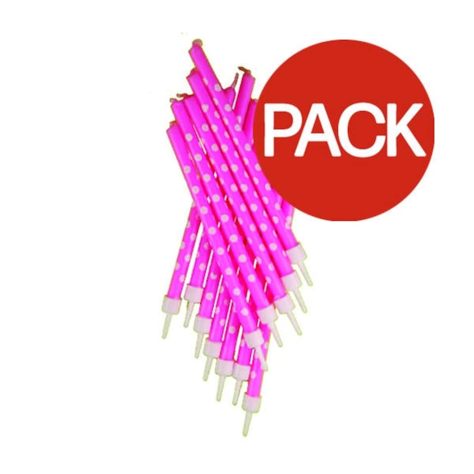 Polka Dot Candle (Pack of 12) - Pink/White - One Size