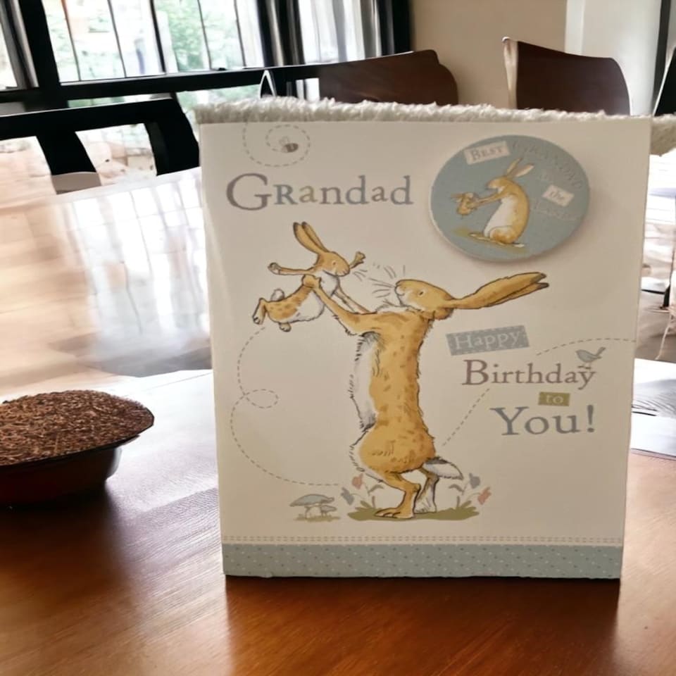 image 1 of Peter Rabbit Birthday Card With Grandad Badge
