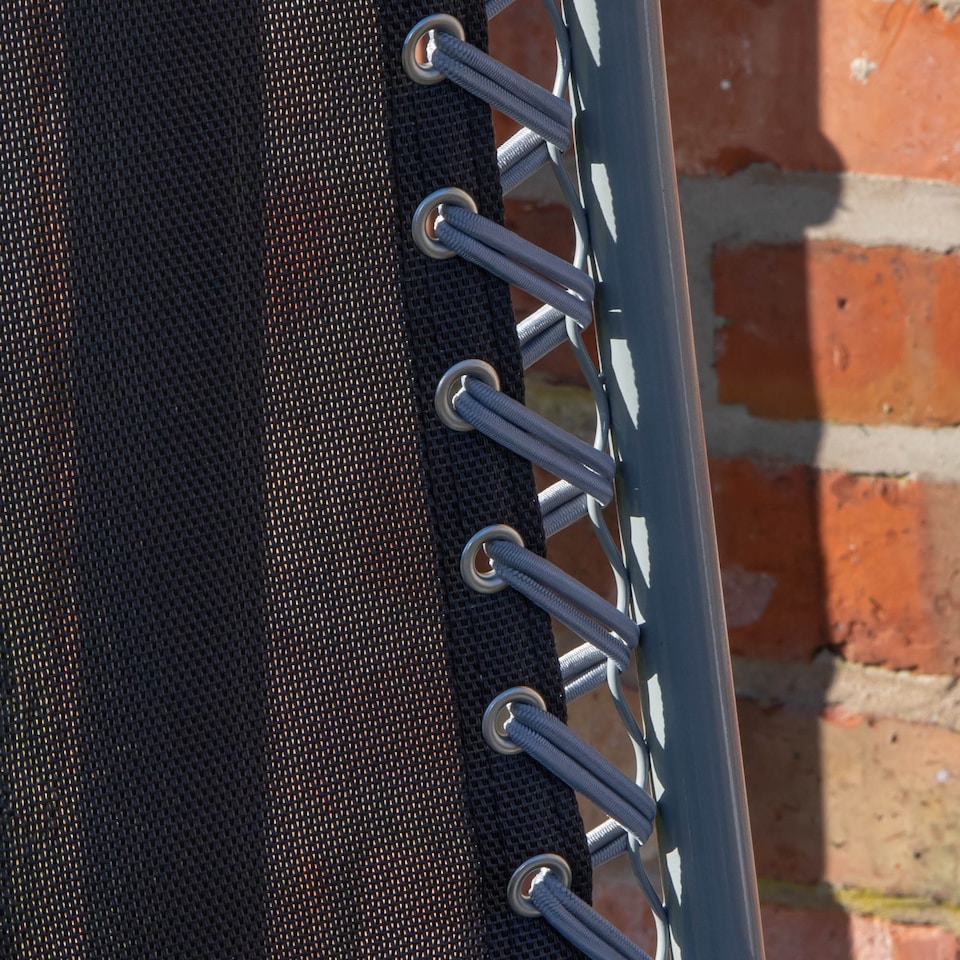 image 1 of Multi Position Garden Zero Gravity Relaxer Chair Sun Lounger in Black & Silver | Black | Black