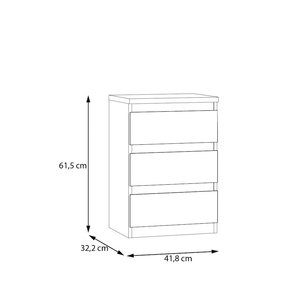 image 1 of Edmore 3 Drawer Bedside Chest in White