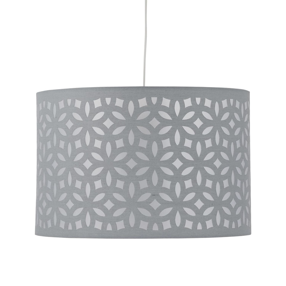 image 1 of Set of 2 Grey Laser Cut 30cm Pendant Lightshades | Grey | Large | 2