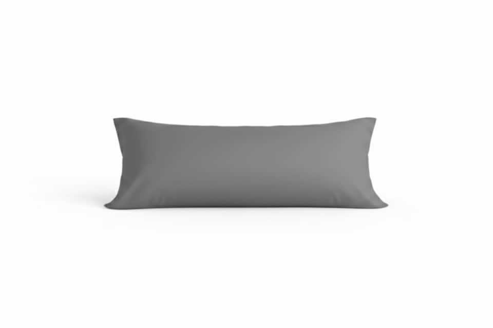 image 1 of Bolster Support Pillow Pillowcase Plain Dyed Pillow Linen Easy Care | Grey