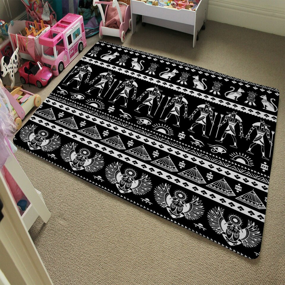 image 1 of Heiroglyphs on Black (Rug) Black | Medium: 80x150cm