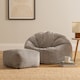 image 1 of Kingston Cord Adults Bean Bag Chair and Pouffe, Ready Filled Beanbag and Footstool Grey | Grey | Grey | 2
