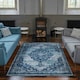 image 4 of KUKOON Navy Blue Traditional Medallion Bordered Living Area Rug 120cm x 170cm Blue