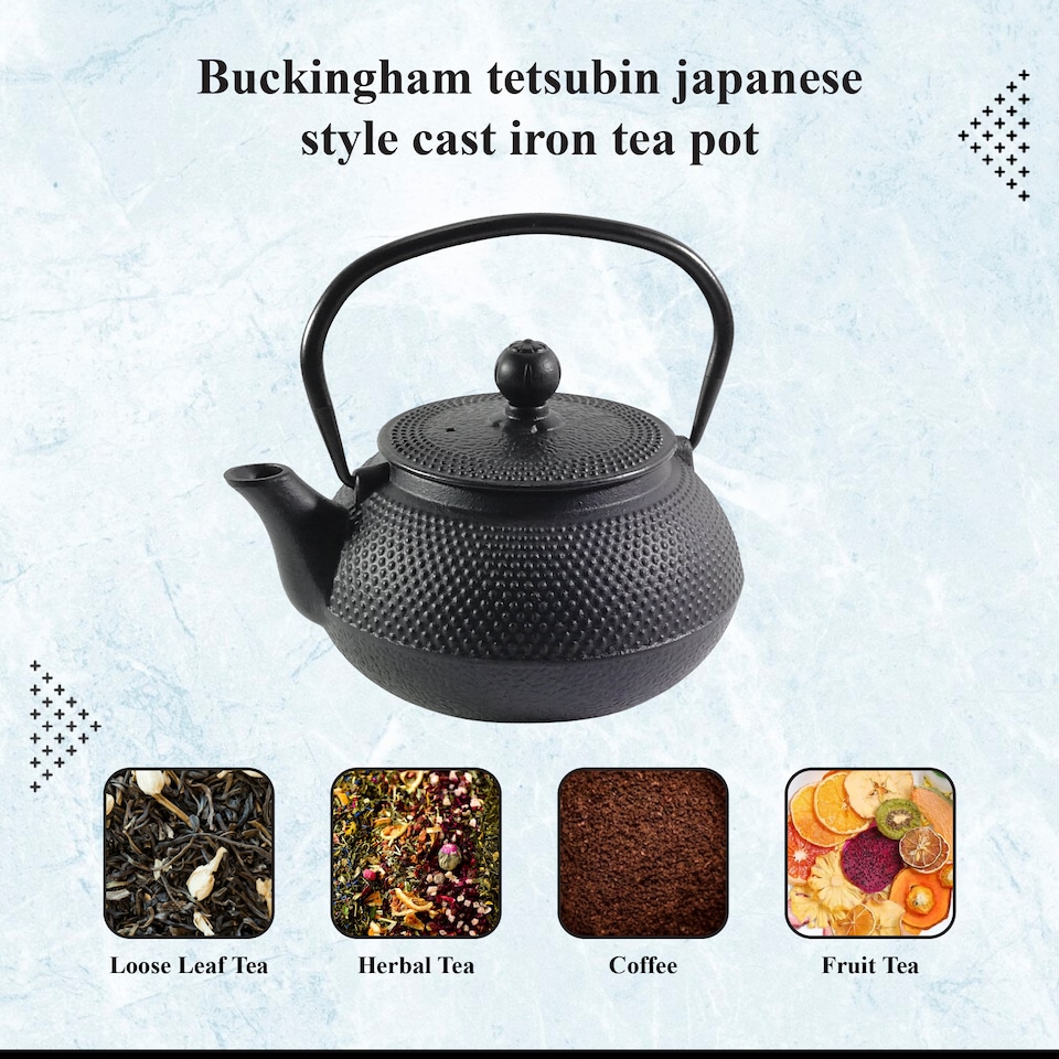 image 1 of Buckingham Japanese Cast Iron Teapot Kettle Tea Pot Tetsubin Hobnail Design , 1200 ml
