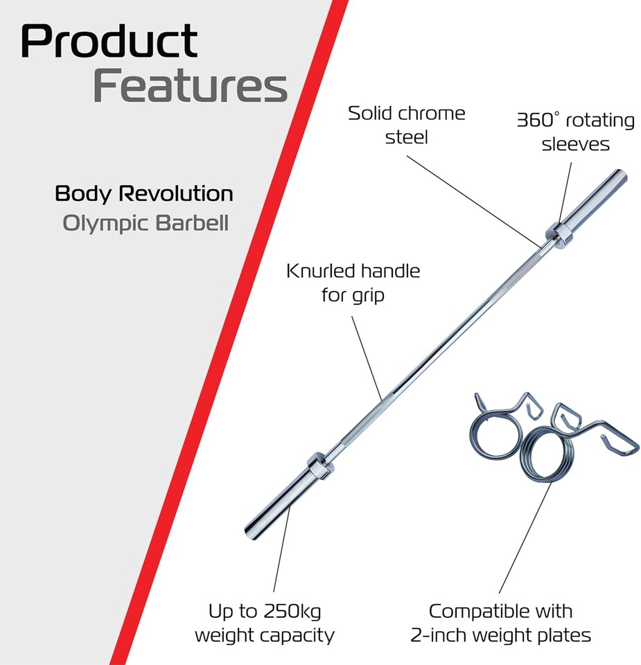 image 1 of Body Revolution Olympic Barbell Bar 4ft