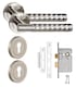 image 1 of Golden Grace Knurled Diamond Cut T-Bar Door Handle Lock Set Satin Nickel with Thumbturn and Mortise Lock
