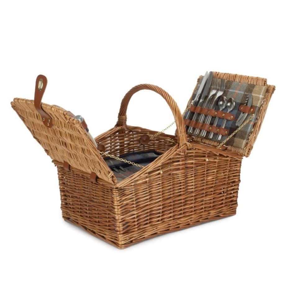 image 1 of 4 Person Ravenstor Double Lidded Fitted Wicker Picnic Basket