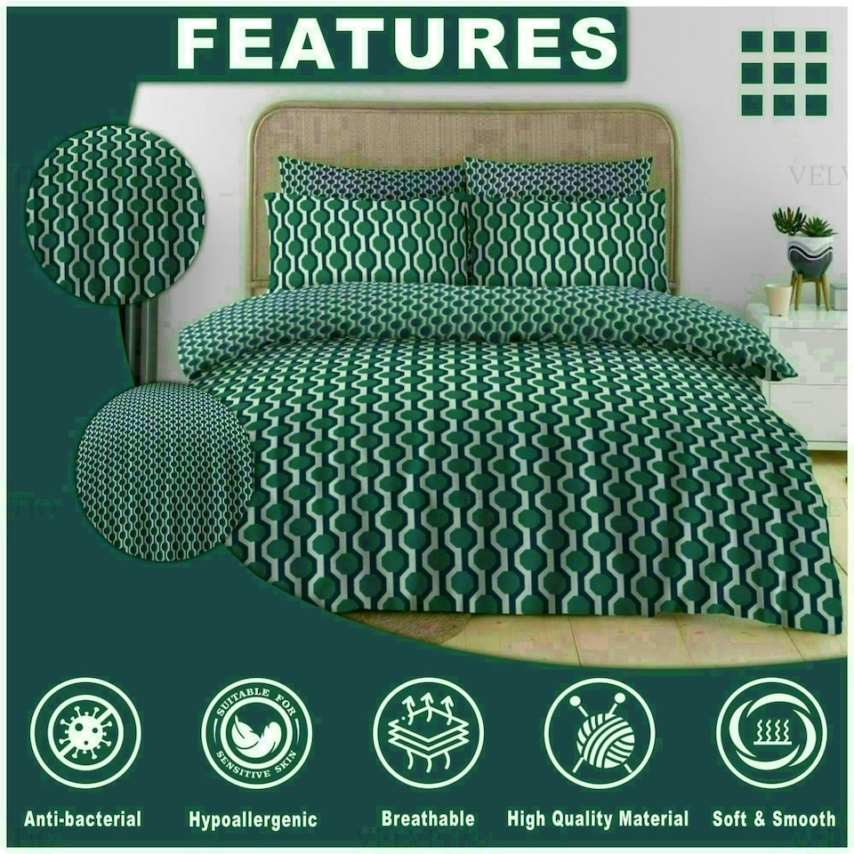image 1 of Tylan Geometric Printed Duvet Cover Set Reversible Polycotton Beddings Multi | Single
