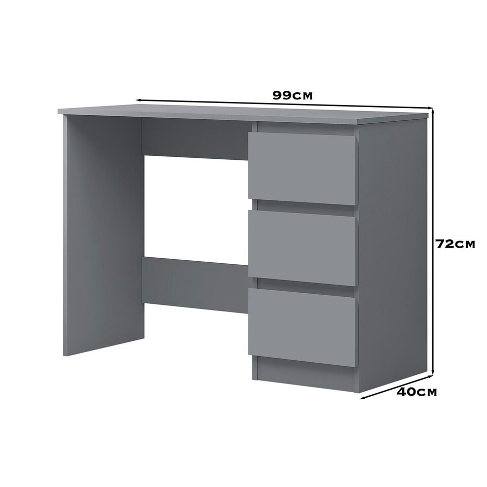 image 1 of FWStyle Stora 3 Drawer Dressing Table - Matt Dark Grey Grey