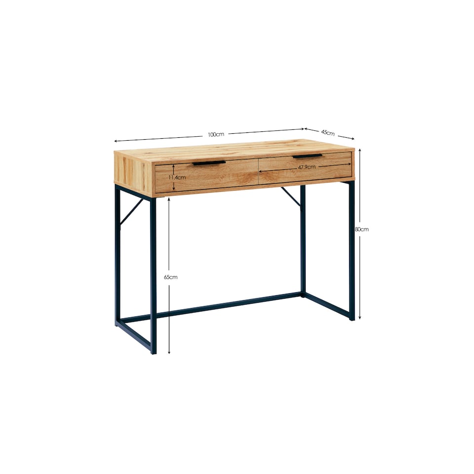 image 1 of Bali 2 Drawer Desk/Dressing Table - Light Oak Effect