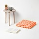 image 2 of Homescapes Orange Block Check Cotton Gingham Floor Cushion - 50 x 50 cm | Orange | 50 x 50 cm