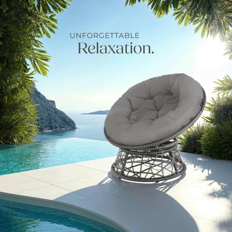 image 1 of Garden Chair Gargano - rotatable, resilient polyrattan, comfortable round cushion, Grey