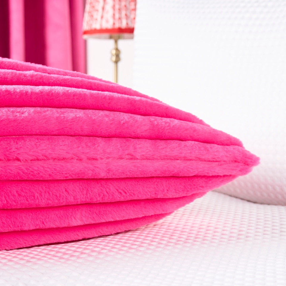 image 1 of OHS Ribbed Faux Fur Bolster Pillow Soft Maternity Support Cushion | Pink | One Size