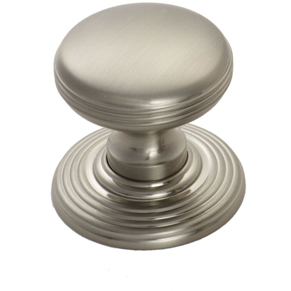 Loops Smooth Ringed Cupboard Door Knob 35mm Dia Satin Nickel Cabinet Handle in Metallics