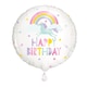image 1 of Rainbow & Unicorn Happy Birthday Round Foil Balloon 18"